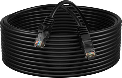 Cat6 50FT Network Ethernet Patch Cable, 550Mhz Internet Wire, Compatible with PC, Laptop, Modem, Router, Tvs, Printer Cord, Consoles for Home and Office, Black